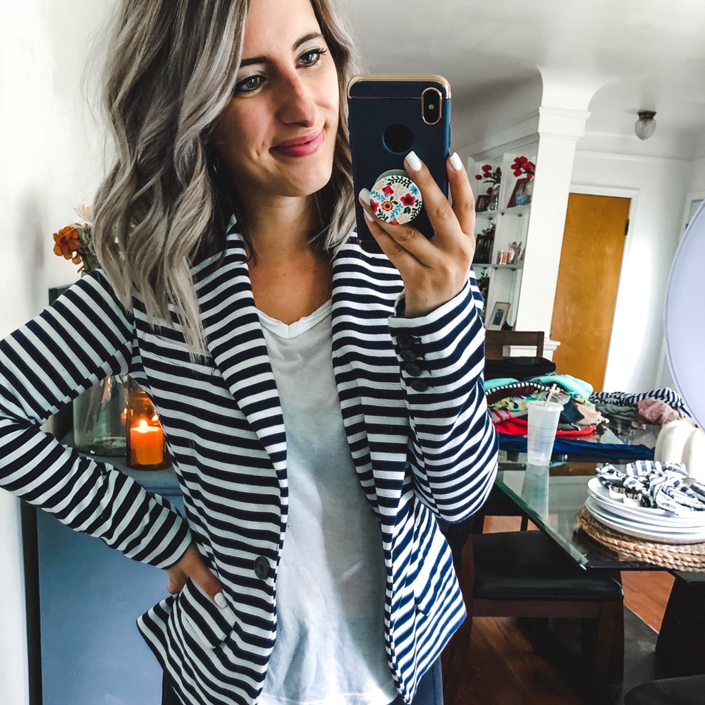 Merona Target Navy Striped Blazer XS - Picture 5 of 8
